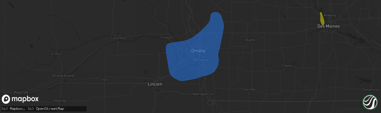 Hail map in La Vista, NE on March 14, 2025