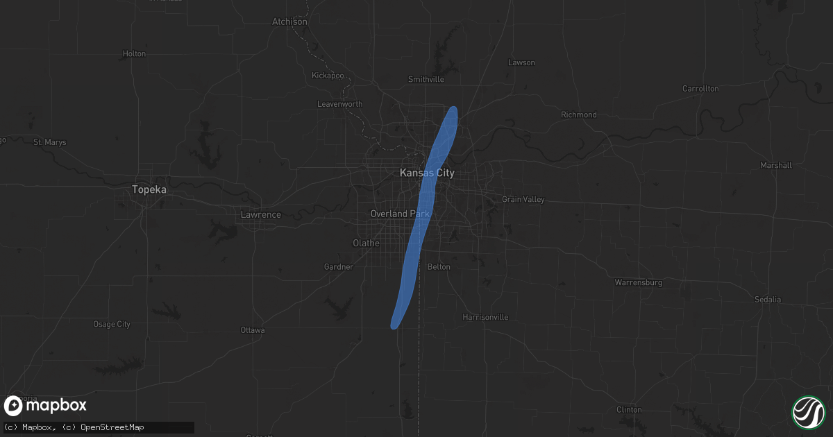 Hail map in Leawood, KS on March 14, 2025