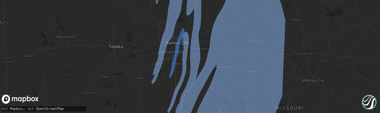 Hail map in Lees Summit, MO on March 14, 2025