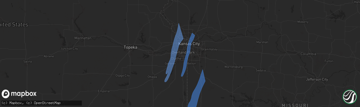 Hail map in Lenexa, KS on March 14, 2025