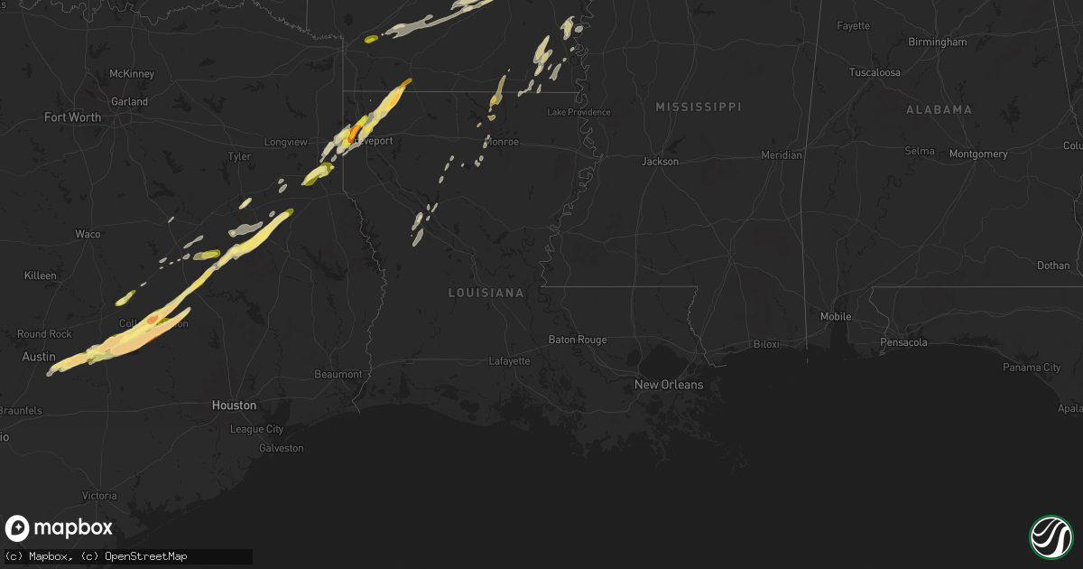 Hail map in Louisiana on March 14, 2025