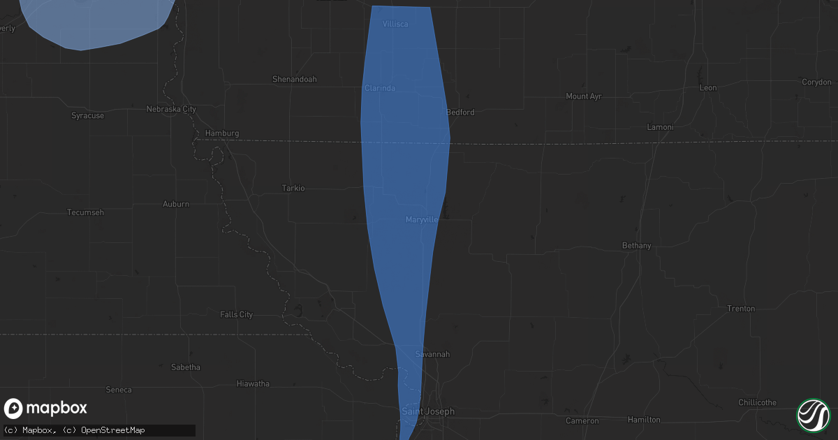 Hail map in Maryville, MO on March 14, 2025