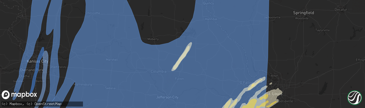 Hail map in Mexico, MO on March 14, 2025