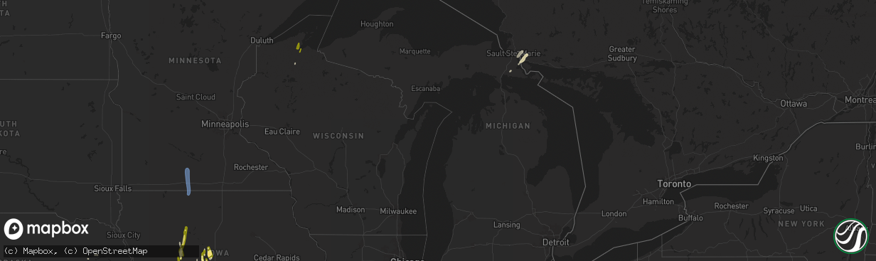 Hail map in Michigan on March 14, 2025