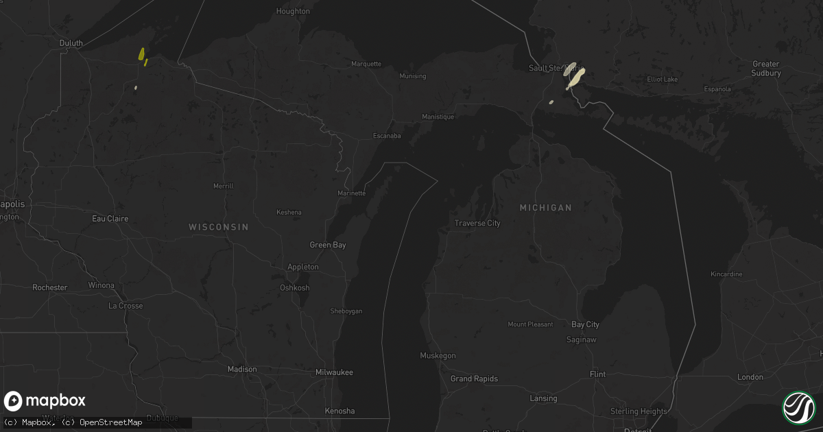 Hail map in Michigan on March 14, 2025