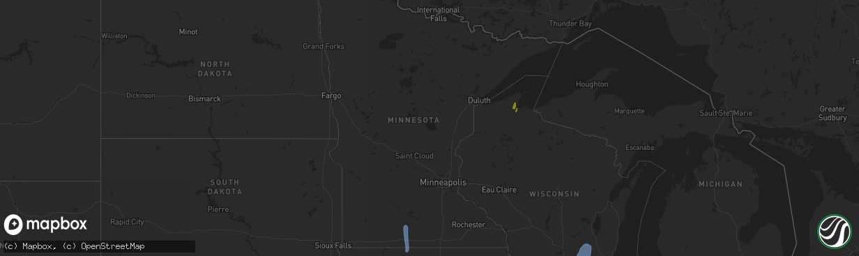 Hail map in Minnesota on March 14, 2025