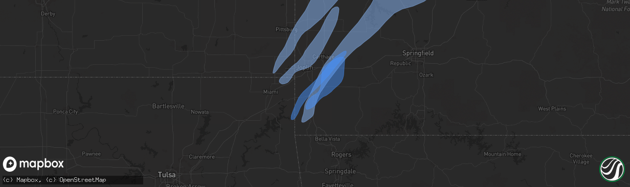 Hail map in Neosho, MO on March 14, 2025