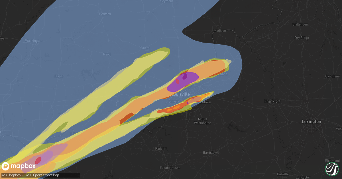 Hail map in New Albany, IN on March 14, 2025