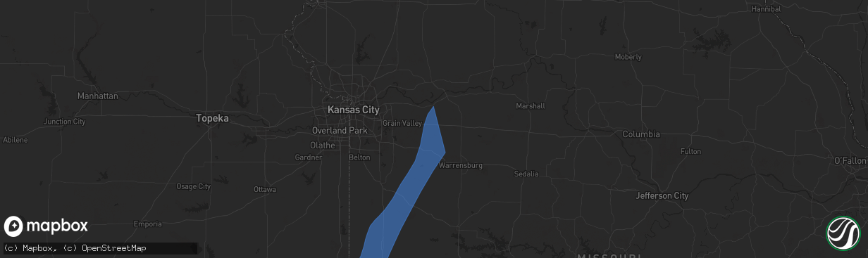 Hail map in Odessa, MO on March 14, 2025