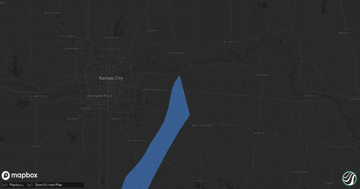 Hail map in Odessa, MO on March 14, 2025