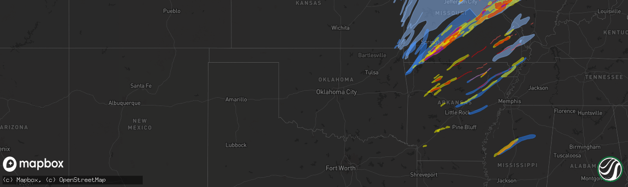 Hail map in Oklahoma on March 14, 2025