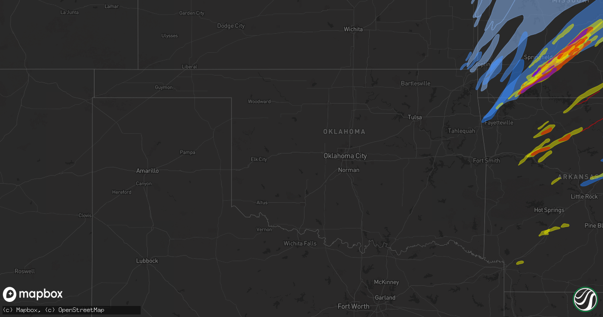 Hail map in Oklahoma on March 14, 2025