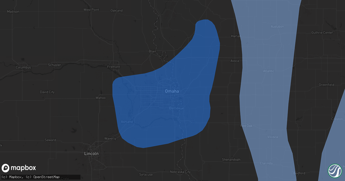 Hail map in Omaha, NE on March 14, 2025