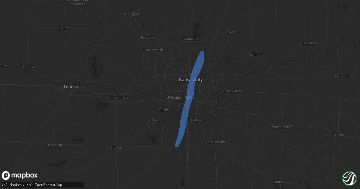 Hail map in Overland Park, KS on March 14, 2025