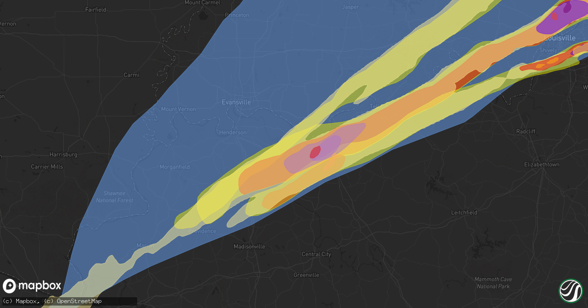 Hail map in Owensboro, KY on March 14, 2025