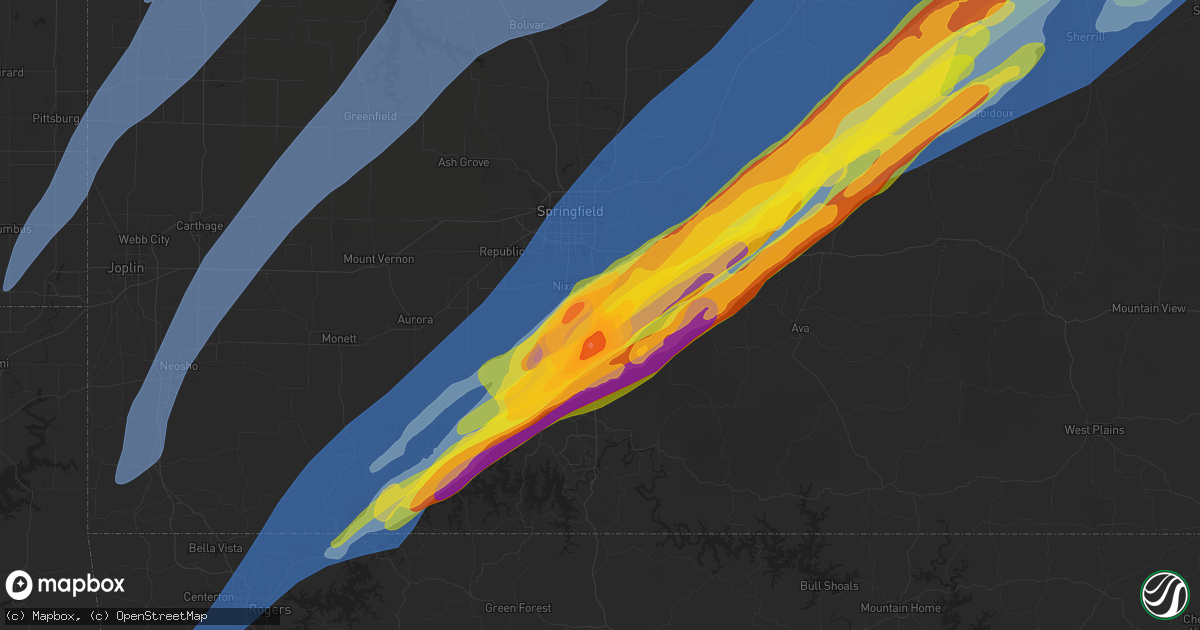 Hail map in Ozark, MO on March 14, 2025