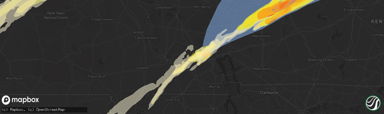 Hail map in Paducah, KY on March 14, 2025