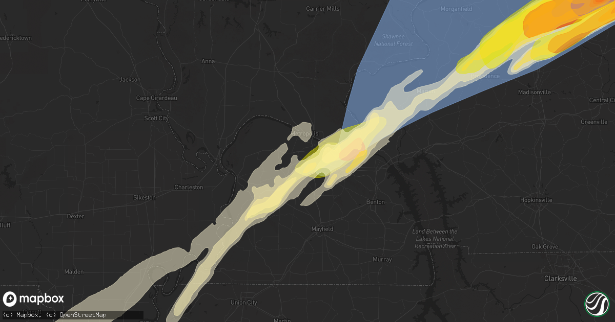 Hail map in Paducah, KY on March 14, 2025