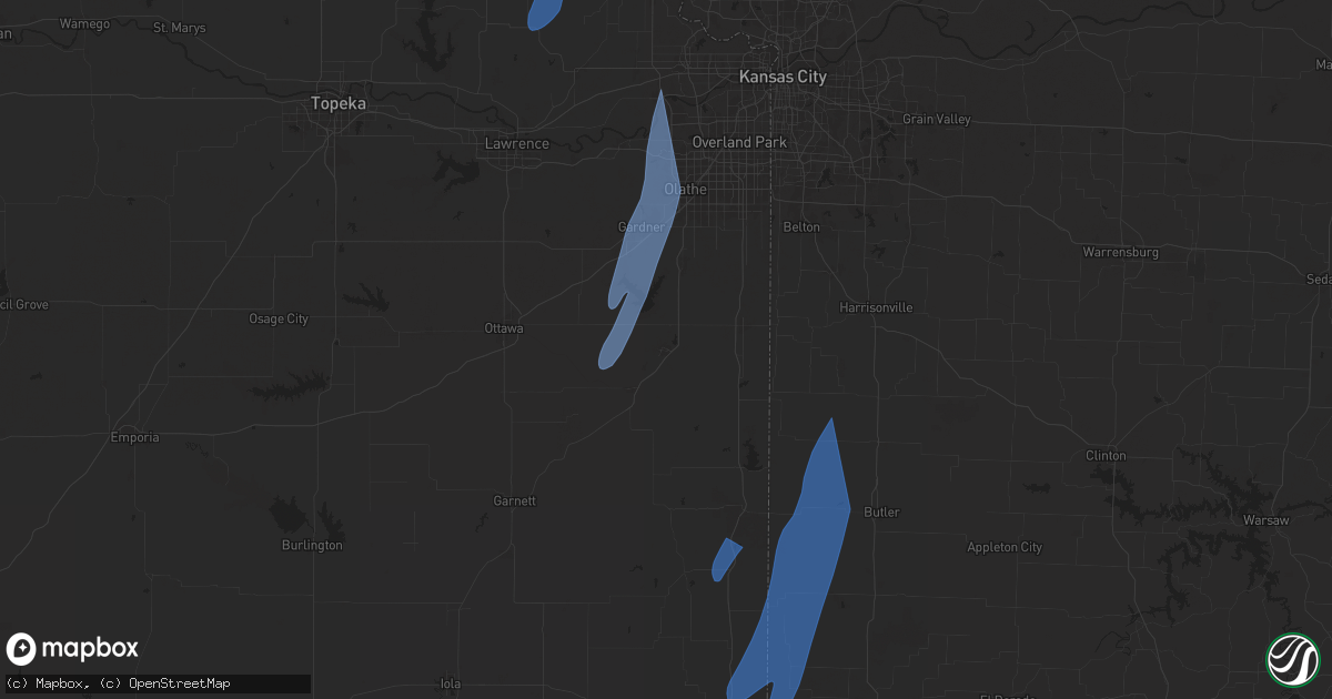 Hail map in Paola, KS on March 14, 2025