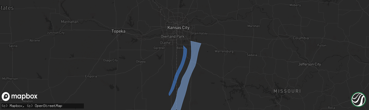 Hail map in Peculiar, MO on March 14, 2025