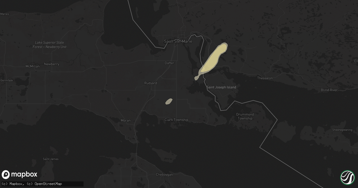 Hail map in Pickford, MI on March 14, 2025