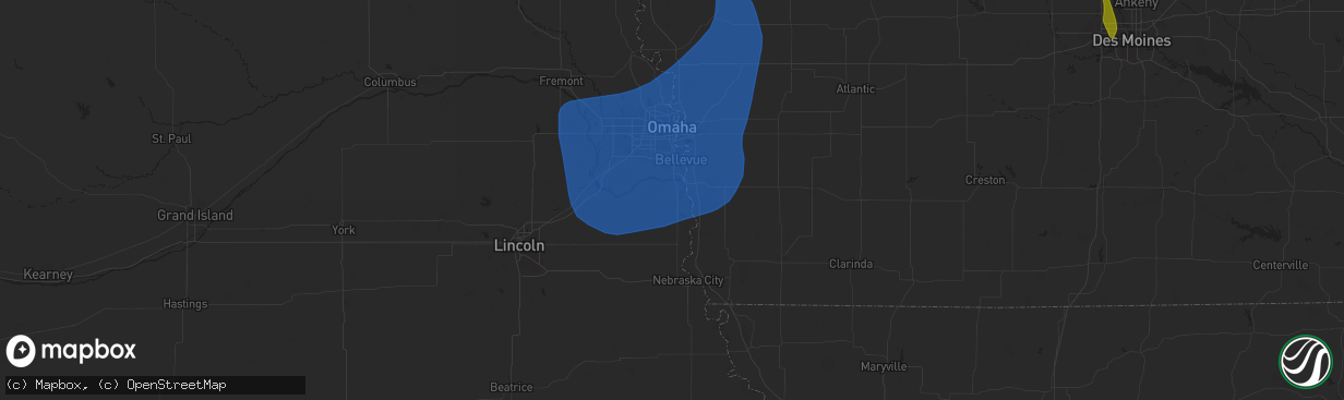 Hail map in Plattsmouth, NE on March 14, 2025