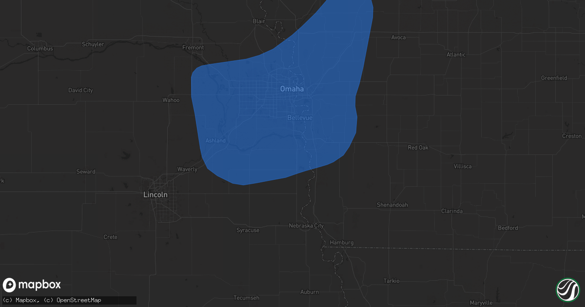 Hail map in Plattsmouth, NE on March 14, 2025