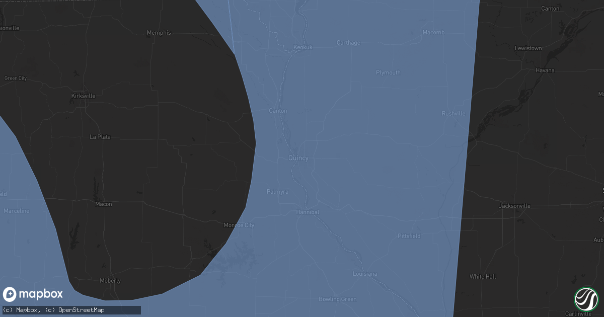 Hail map in Quincy, IL on March 14, 2025