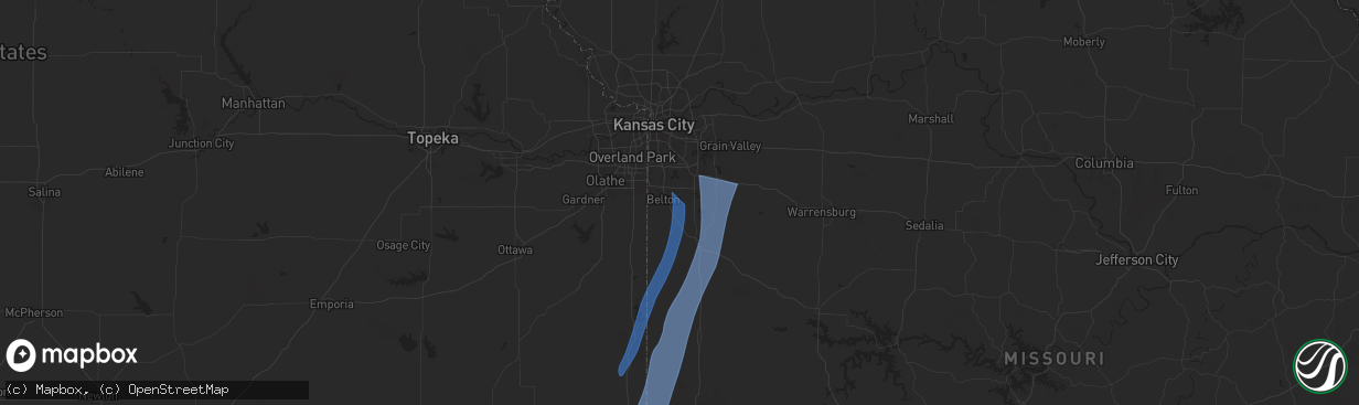 Hail map in Raymore, MO on March 14, 2025