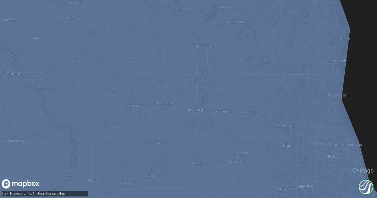 Hail map in Rockford, IL on March 14, 2025