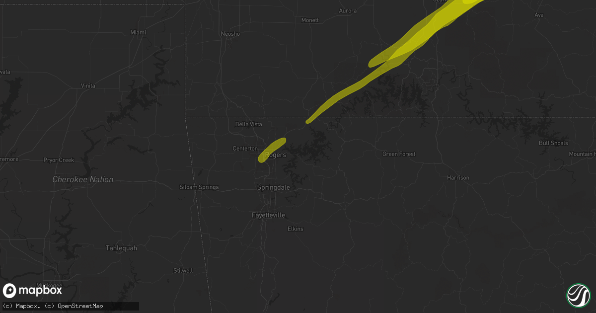 Hail map in Rogers, AR on March 14, 2025