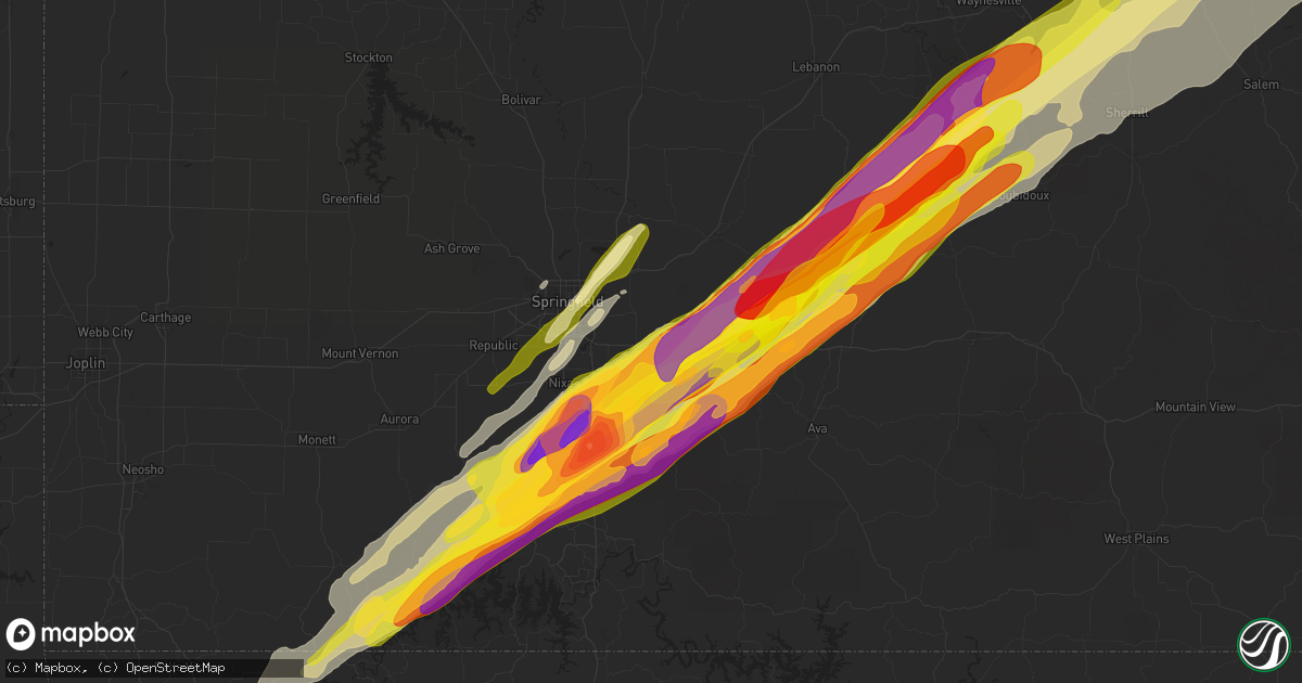 Hail map in Rogersville, MO on March 14, 2025