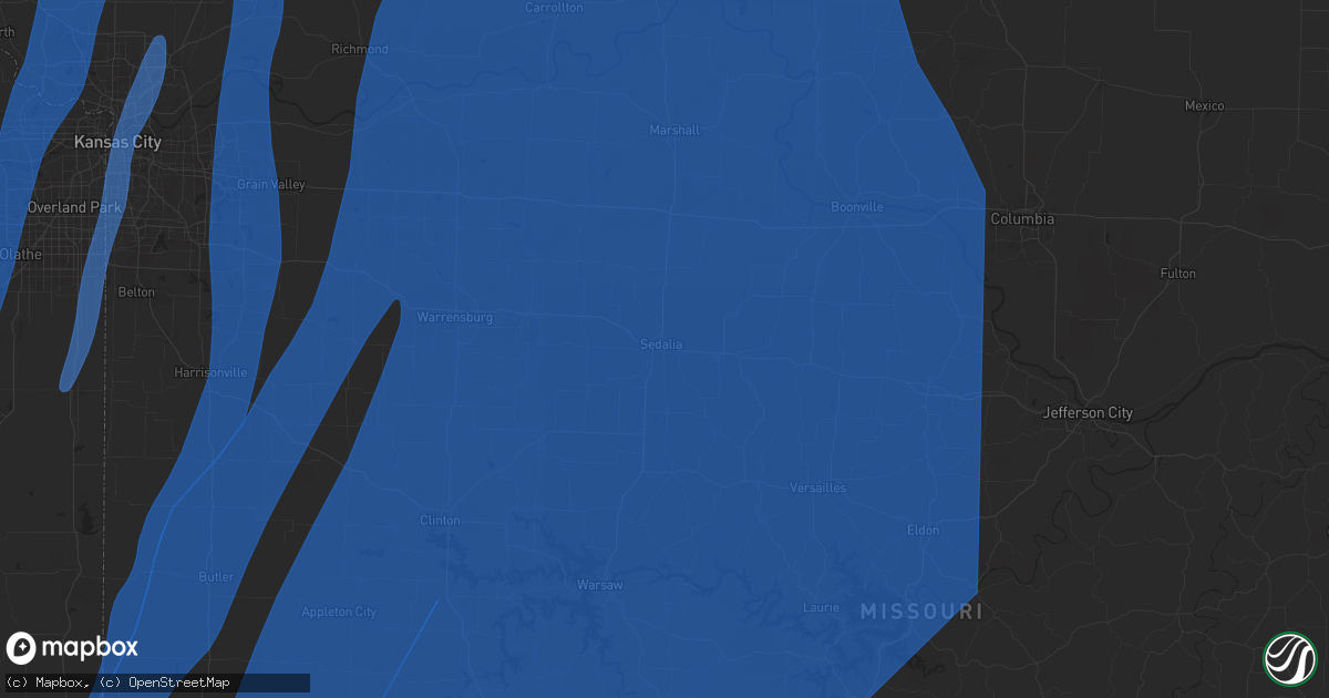 Hail map in Sedalia, MO on March 14, 2025