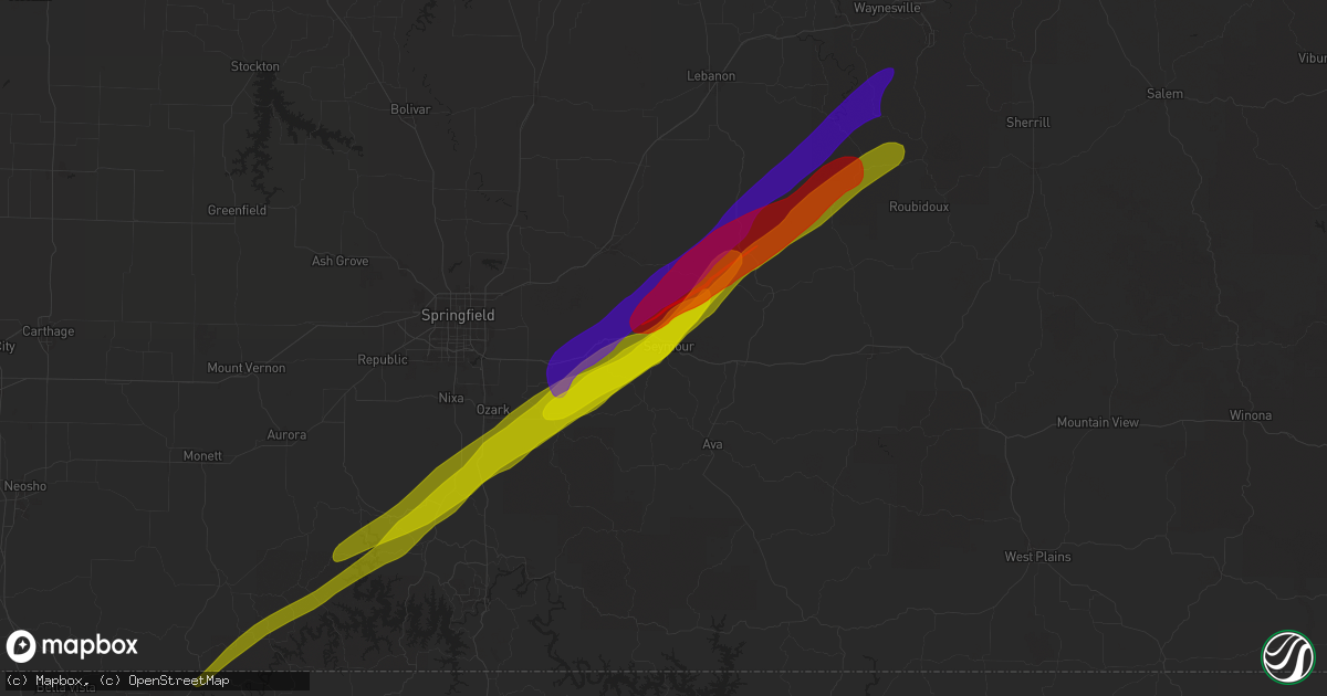 Hail map in Seymour, MO on March 14, 2025