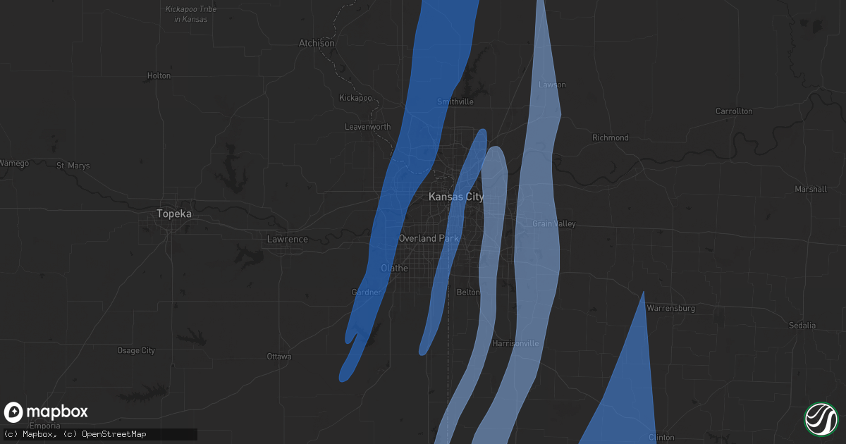 Hail map in Shawnee, KS on March 14, 2025