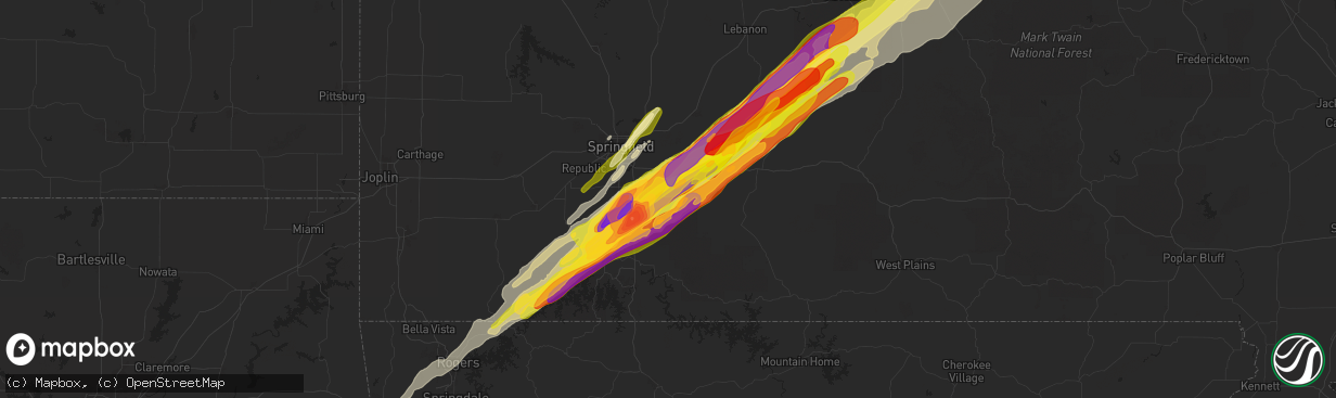 Hail map in Sparta, MO on March 14, 2025