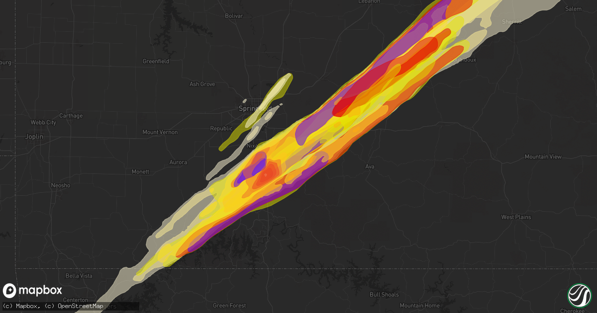 Hail map in Sparta, MO on March 14, 2025