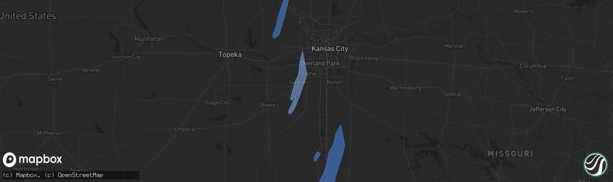 Hail map in Spring Hill, KS on March 14, 2025