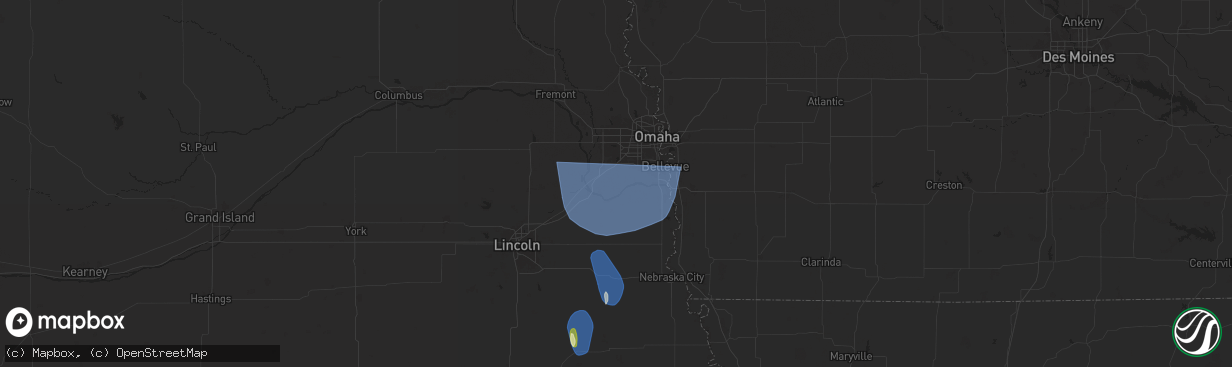 Hail map in Springfield, NE on March 14, 2025