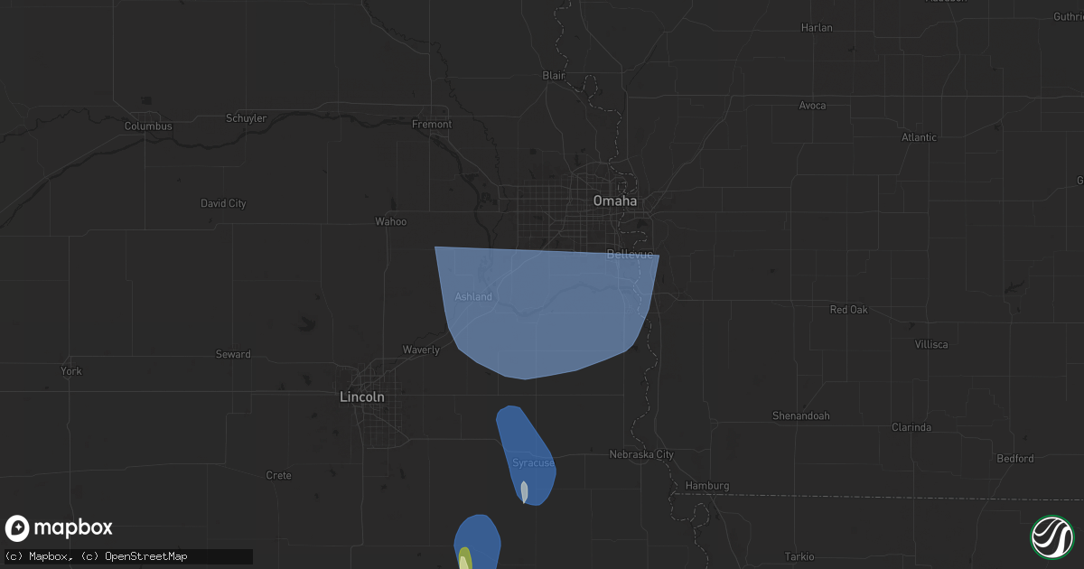 Hail map in Springfield, NE on March 14, 2025