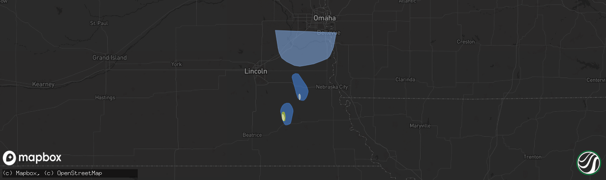 Hail map in Syracuse, NE on March 14, 2025