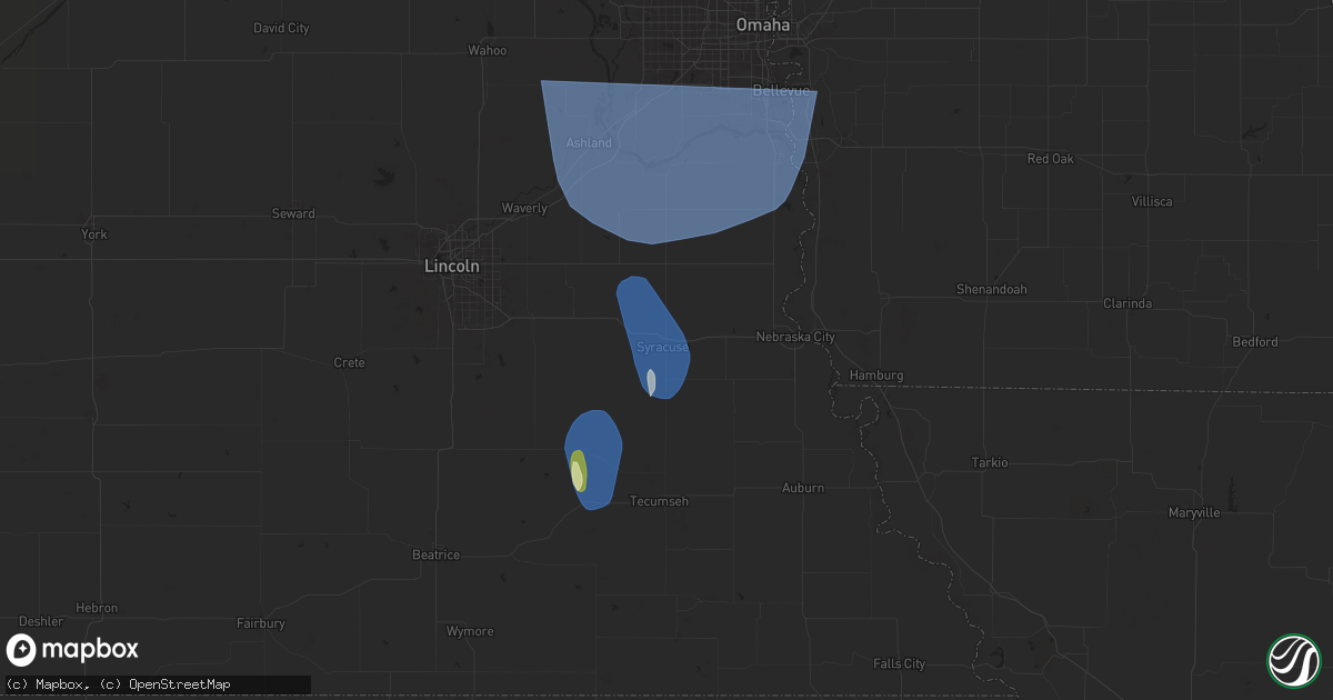 Hail map in Syracuse, NE on March 14, 2025