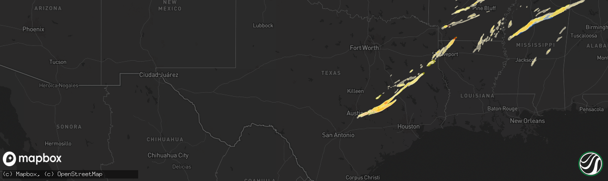 Hail map in Texas on March 14, 2025