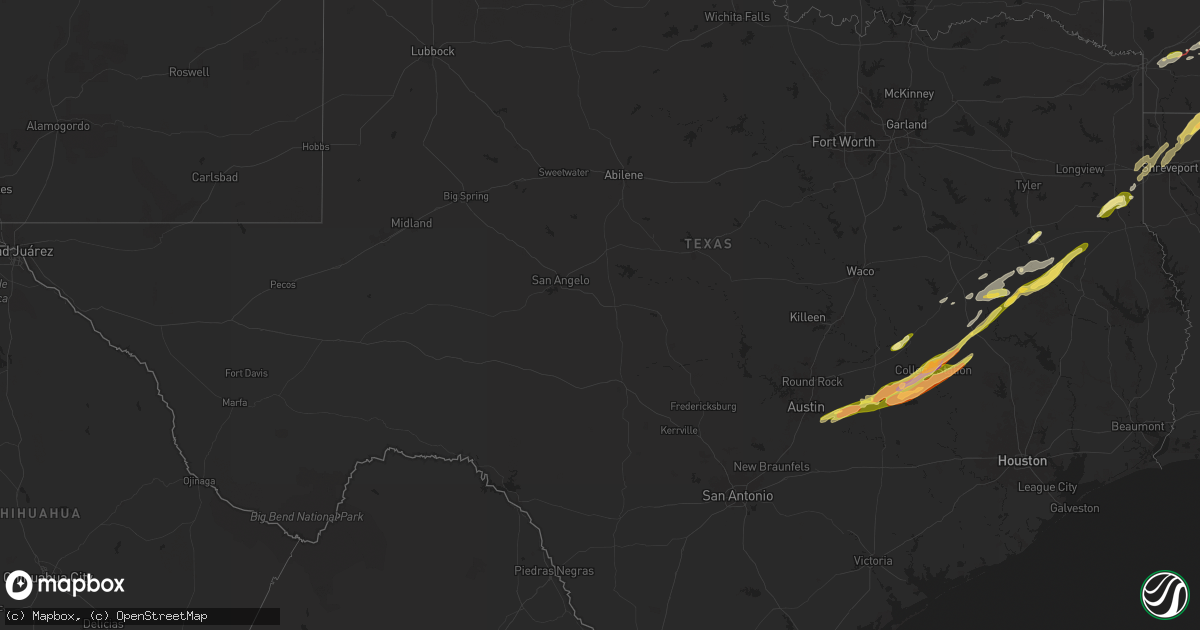 Hail map in Texas on March 14, 2025