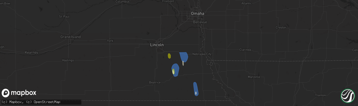 Hail map in Unadilla, NE on March 14, 2025