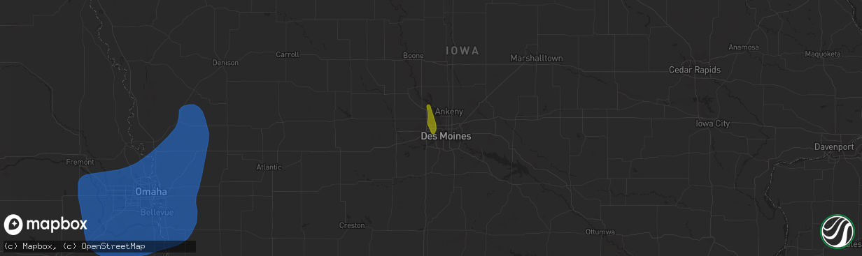 Hail map in Urbandale, IA on March 14, 2025