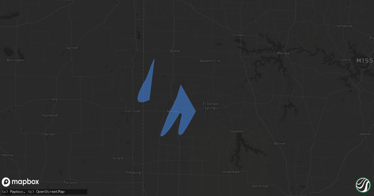 Hail map in Walker, MO on March 14, 2025