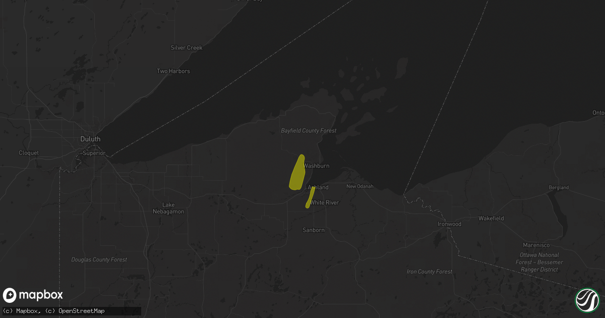 Hail map in Washburn, WI on March 14, 2025
