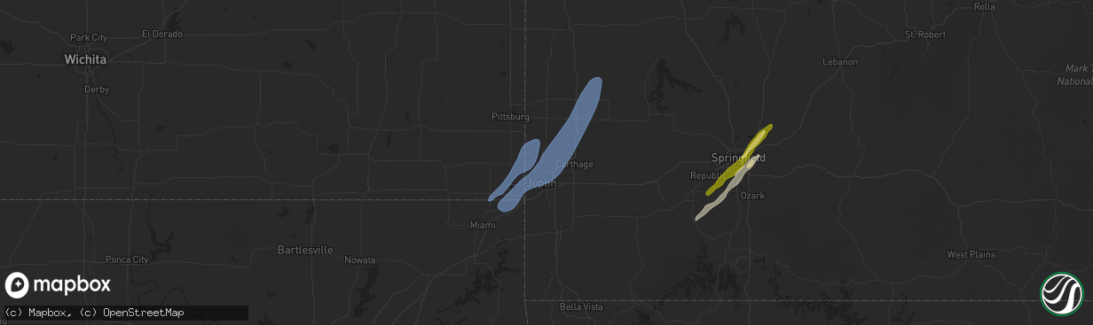 Hail map in Webb City, MO on March 14, 2025