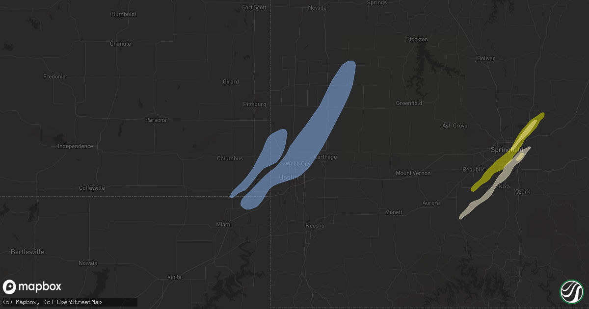 Hail map in Webb City, MO on March 14, 2025